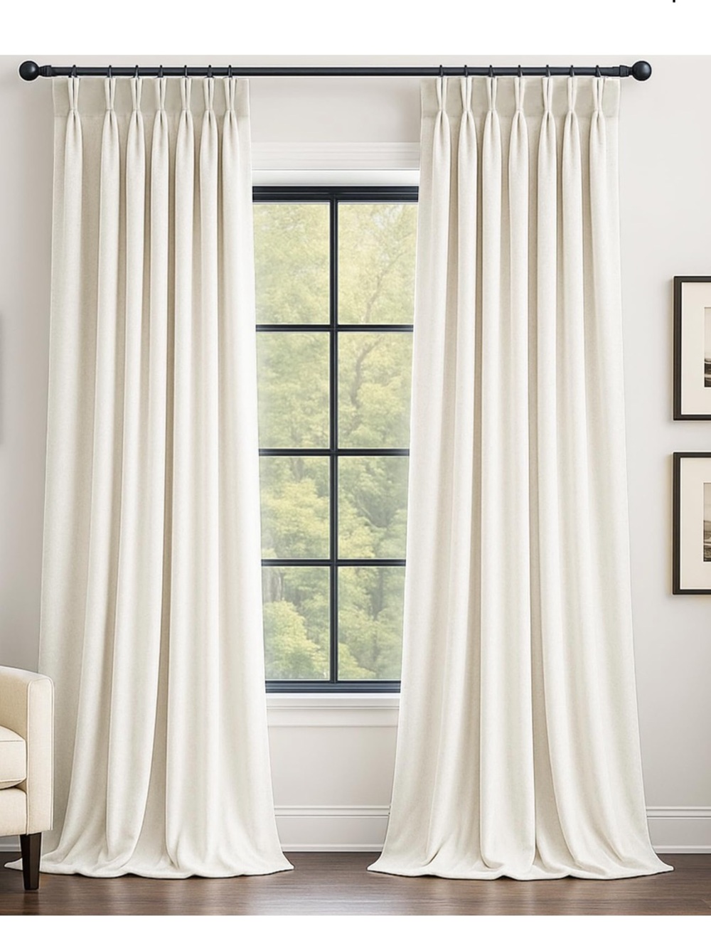 Long Ivory Velvet Curtains 90”